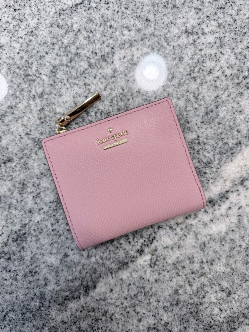 kate spade mauve Saffiano Zip Around Compact Wallet